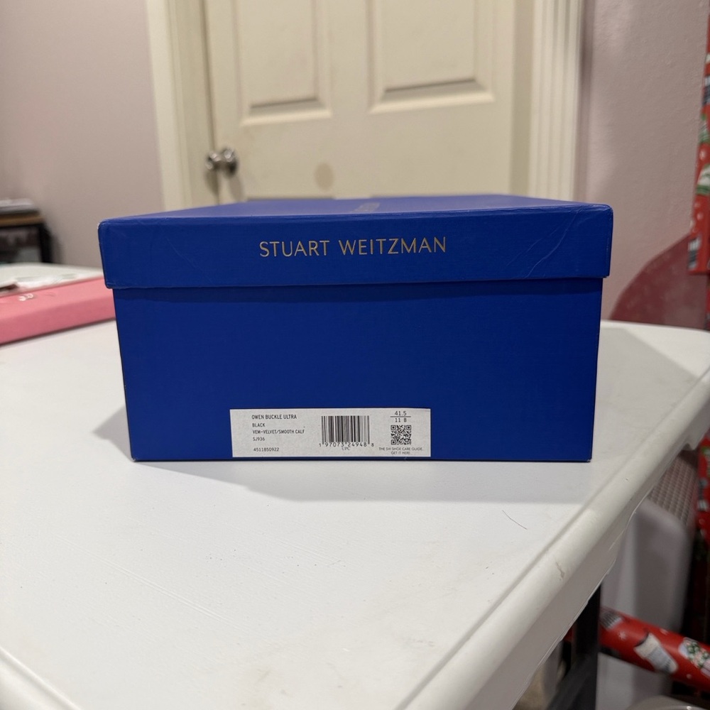 Stuart Weitzman Owen Buckle Ultra Black Velvet Loafers -Womens Size 41.5/10.5-11 - Picture 7 of 7